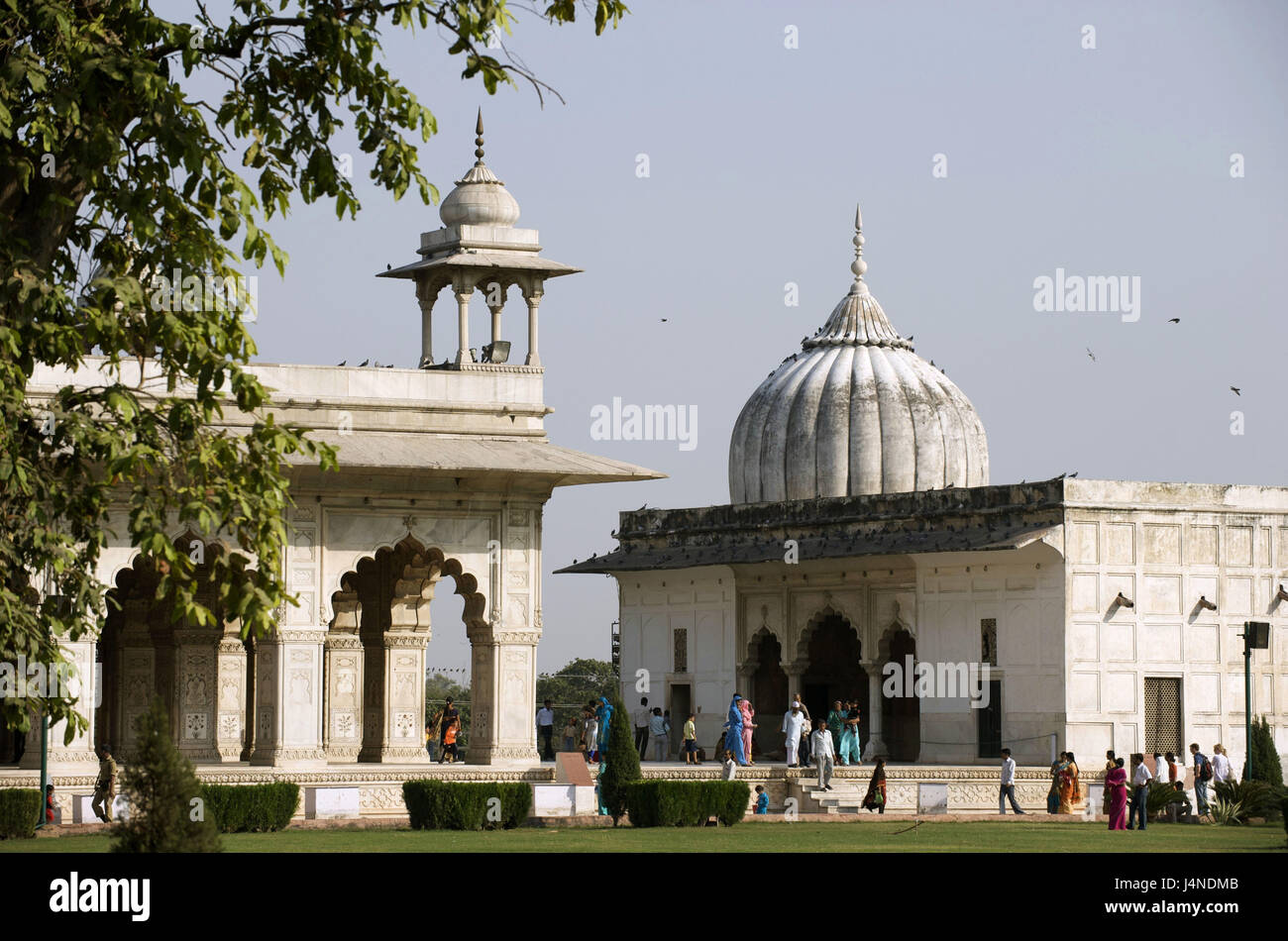 L'Inde, Delhi, Old Delhi, fort Rouge, Diwan-i-Khas, hall de la salle de consultations et Khas Mahal, vieille télévision de l'empereur, Banque D'Images