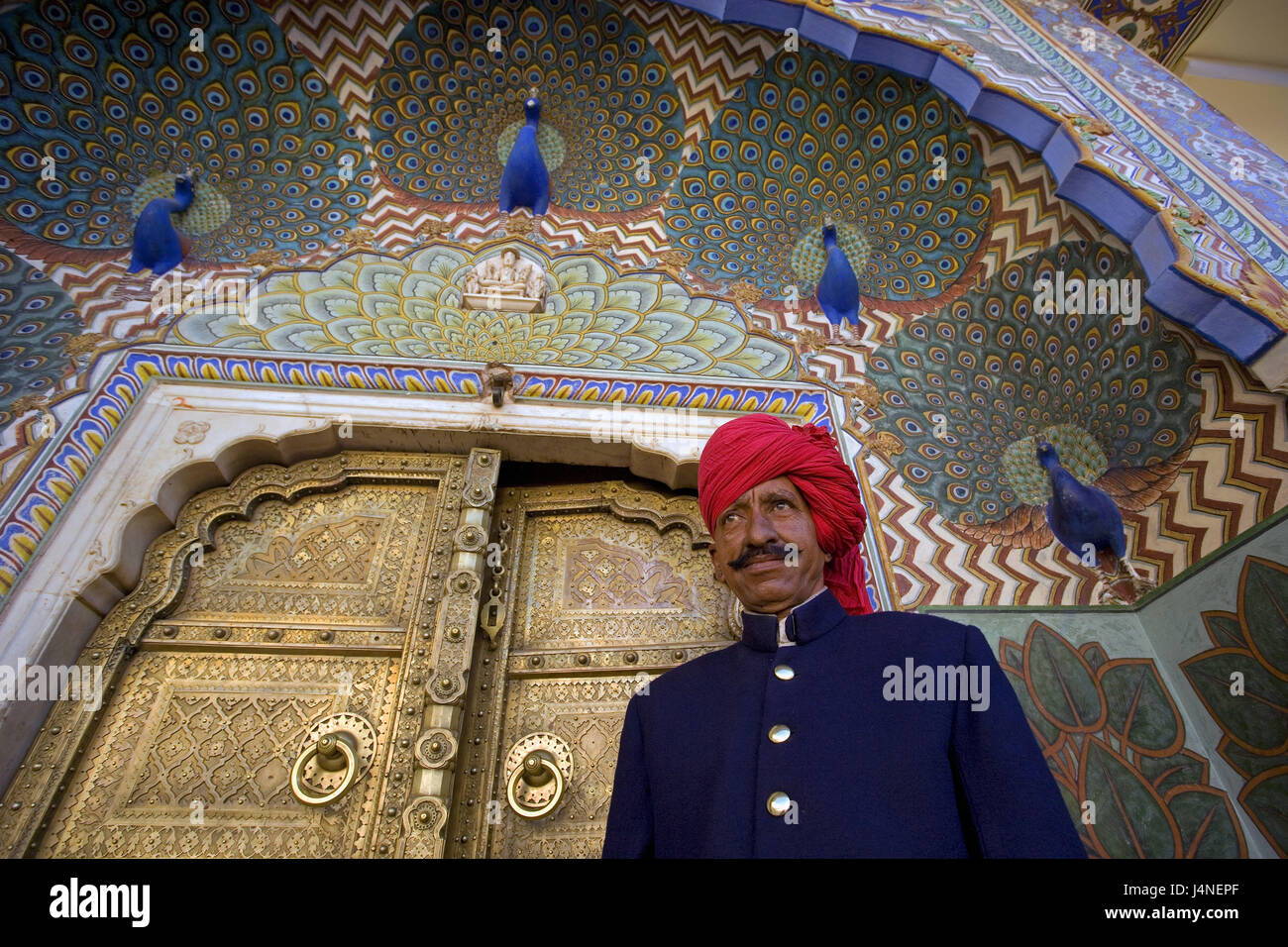 L'Inde, Rajasthan, Jaipur, City Palace, éveillé des soldats, Banque D'Images