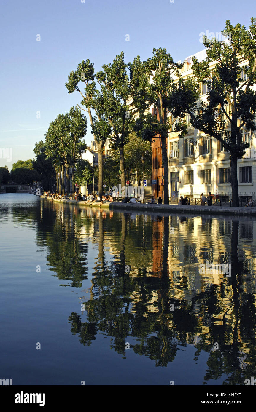 France, Paris, Canal Saint Martin, port, personne, Banque D'Images