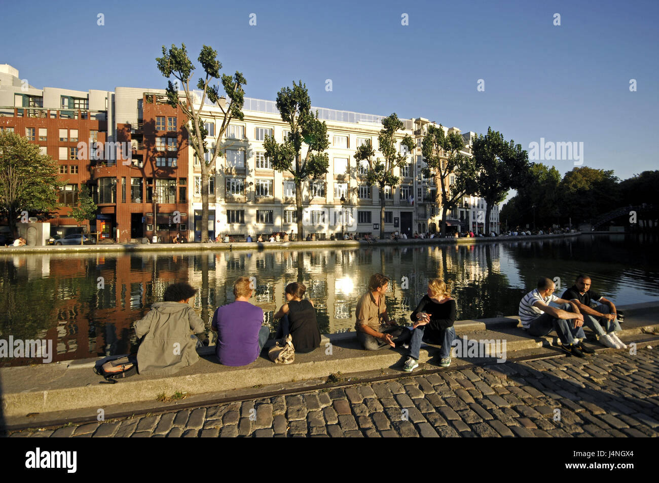 France, Paris, Canal Saint Martin, port, personne, Banque D'Images