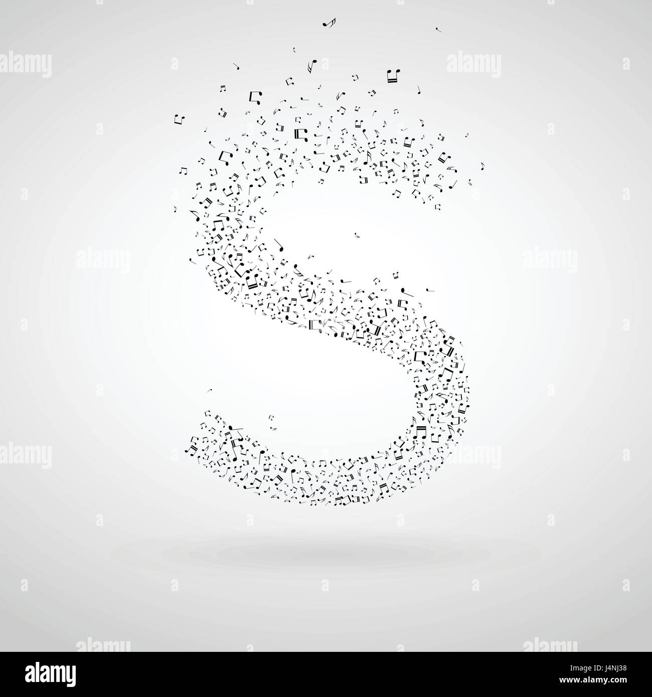 S lettre rendue de flotter les notes de musique. Illustration de Vecteur