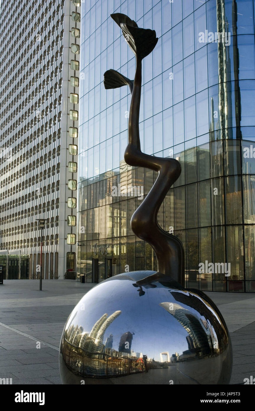 France, Paris, La Défense, immeuble de bureaux, de sculpture, de détail, Banque D'Images
