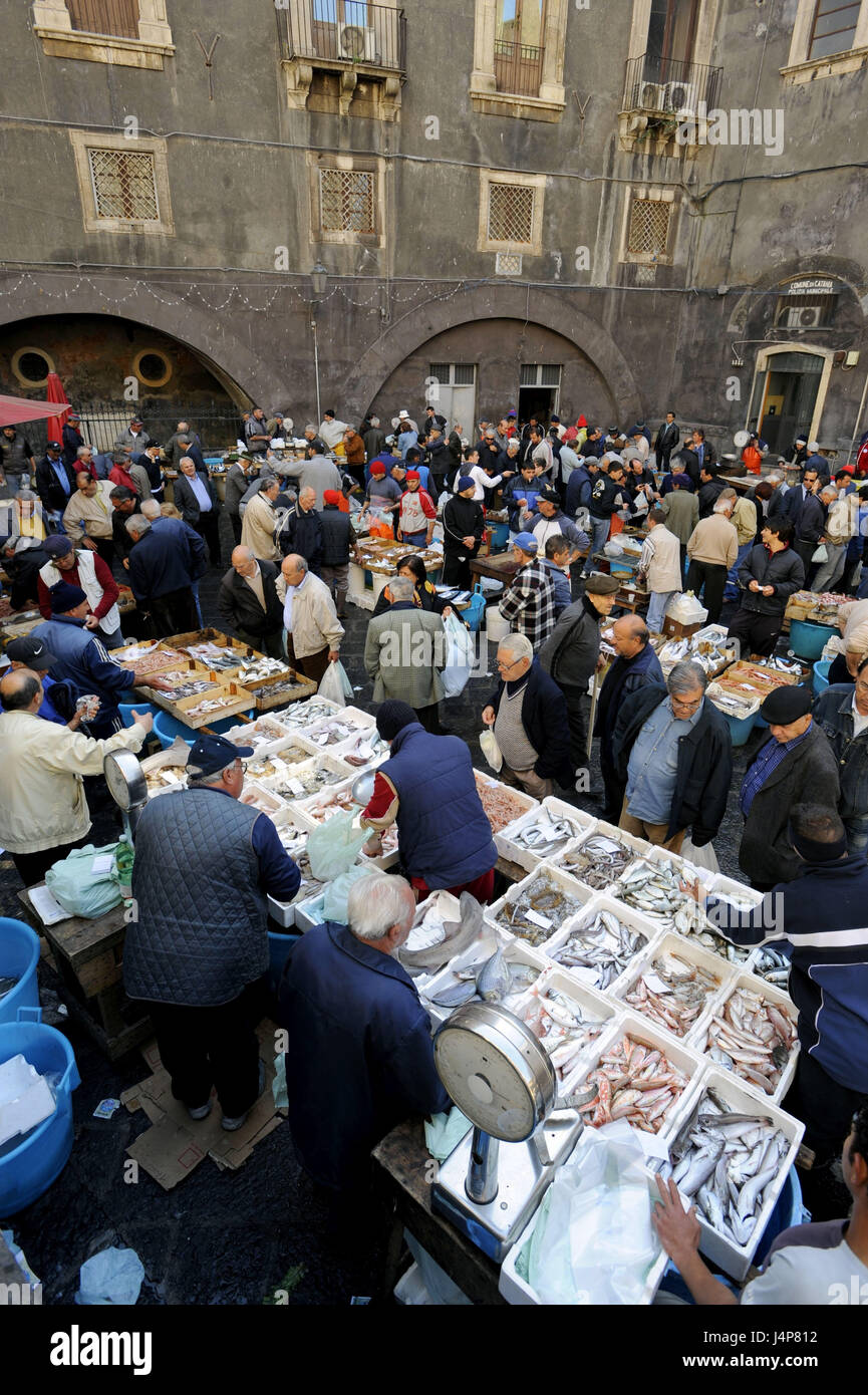 Italie, Sicile, Catane, marché aux poissons, Banque D'Images