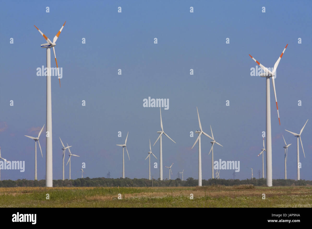 Éoliennes, turbines, paysages, des prairies, de l'énergie, l'électricité, l'énergie éolienne, les roues, la production d'électricité éolienne, respectueuse de l'environnement, écologiques, courant de la production, l'énergie de remplacement, déplacer, l'énergie éolienne, l'énergie éolienne, l'énergie éolienne, l'énergie éolienne l'attachement, écologiquement, l'énergie éolienne, Parndorf, Burgenland, Autriche, Banque D'Images