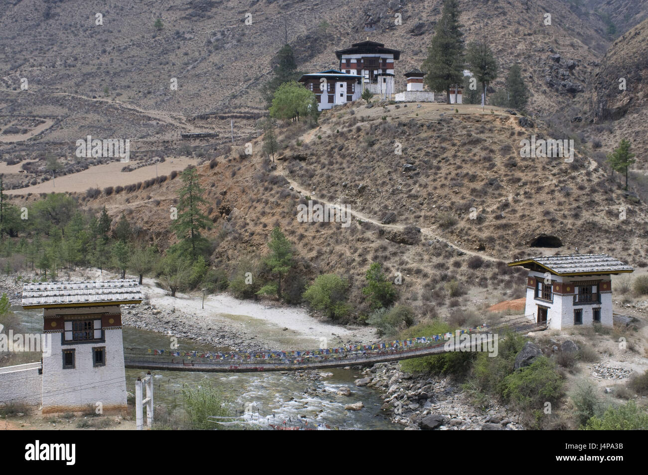 Pont de fer, Tamchhog Lhakhang cloître, Bhoutan, Banque D'Images