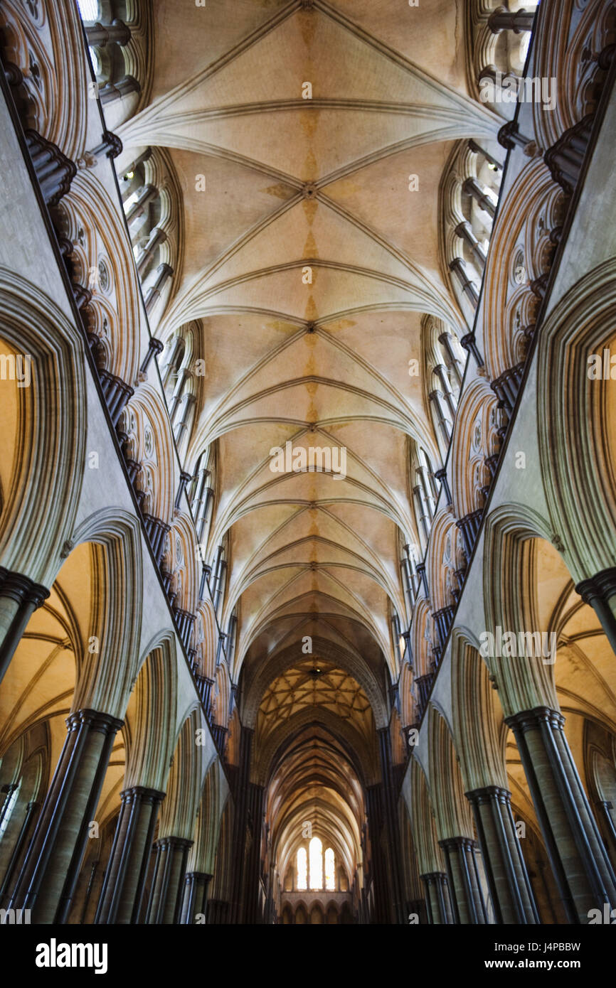 La Grande-Bretagne, l'Angleterre, la cathédrale de Salisbury, Wiltshire, nef, arche, Banque D'Images