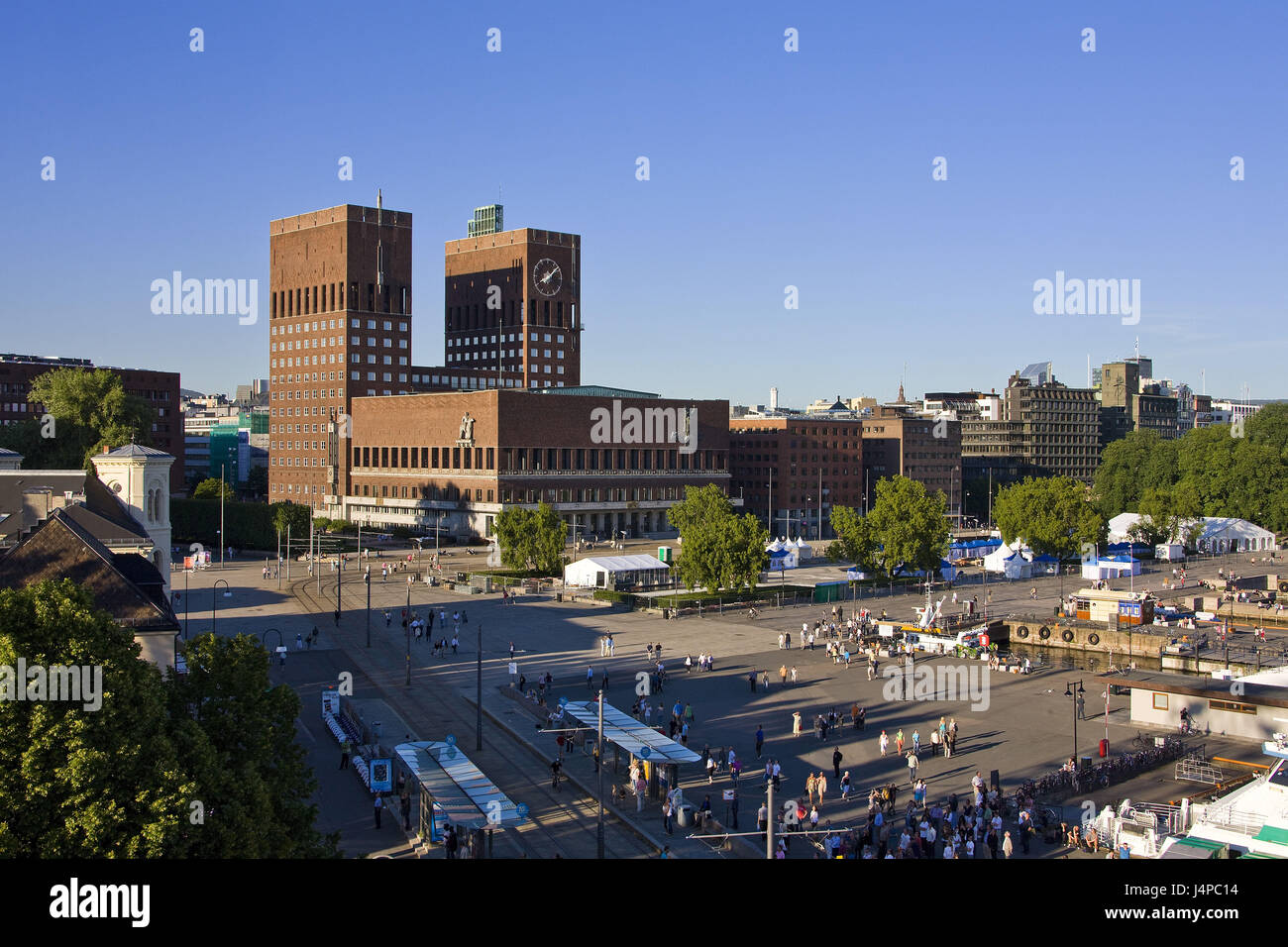 La Norvège, Oslo, vue sur la ville, l'hôtel de ville, Banque D'Images