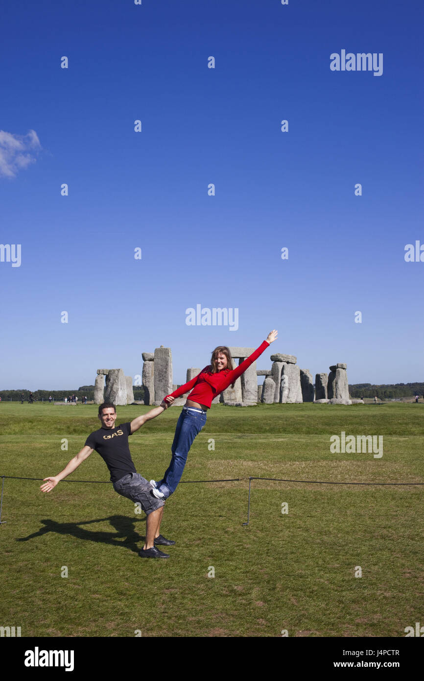 La Grande-Bretagne, l'Angleterre, dans le Wiltshire, Stonehenge, touristiques, le modèle ne libération, Banque D'Images