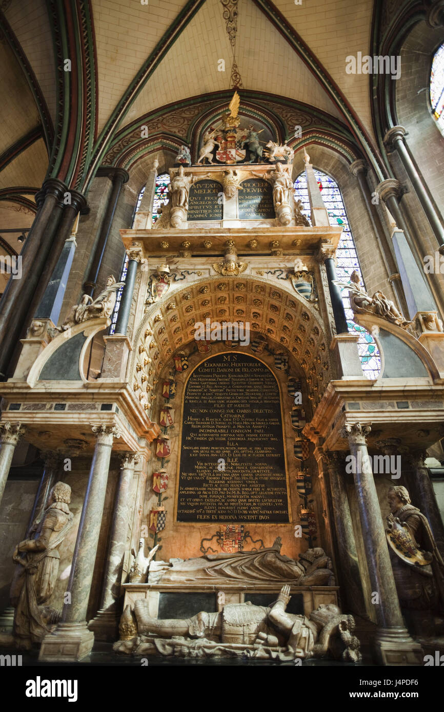 La Grande-Bretagne, l'Angleterre, la cathédrale de Salisbury, Wiltshire, Hertford monument, tombeau, Edward Seymour, Lady Catherine Grey, Banque D'Images