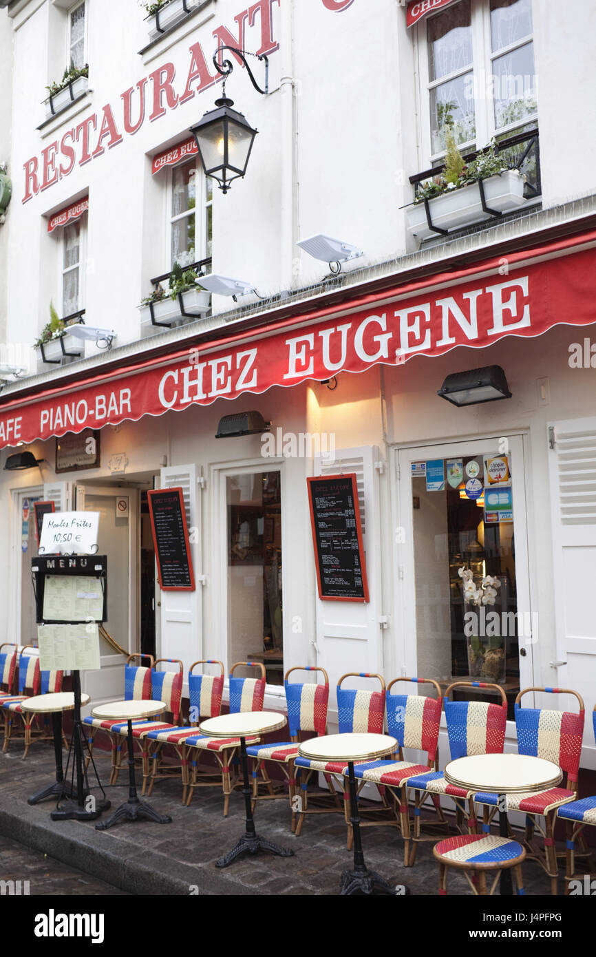 France, Paris, Montmartre, restaurant, façade, détail, Banque D'Images