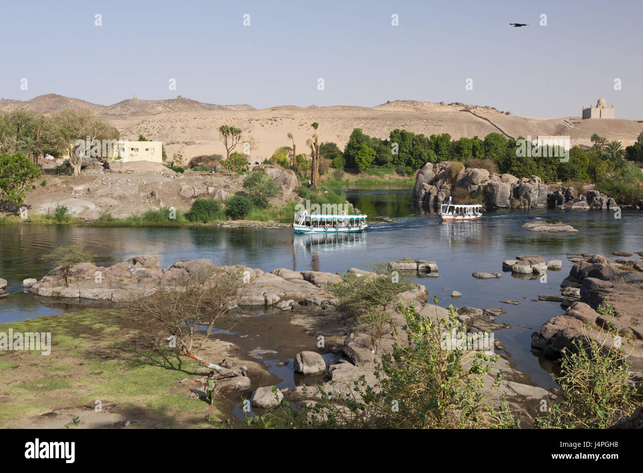 Paysages à la cataracte du Nil, Assouan, Egypte, Banque D'Images