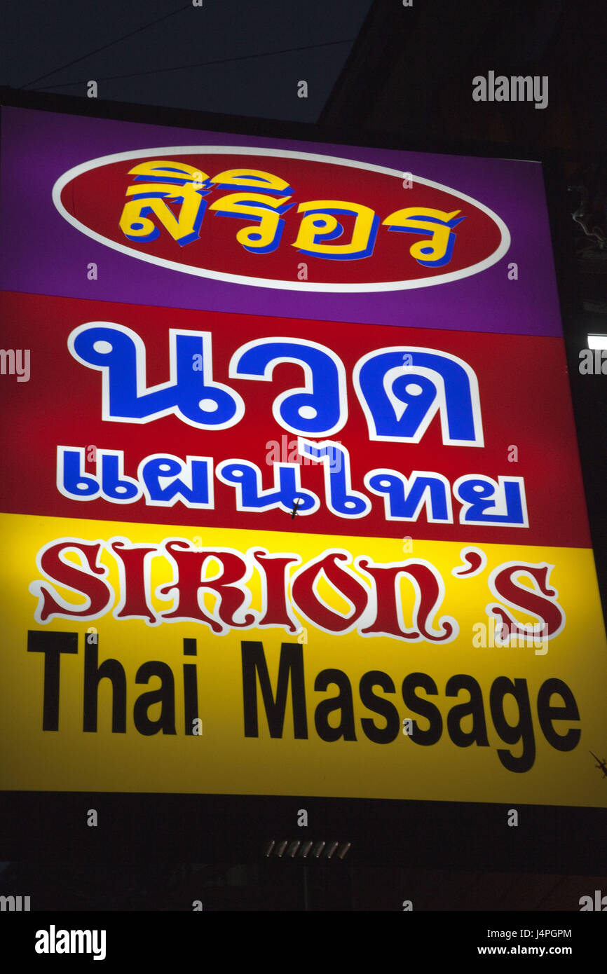 Thaïlande, Bangkok, Thai Massage, signe, Banque D'Images