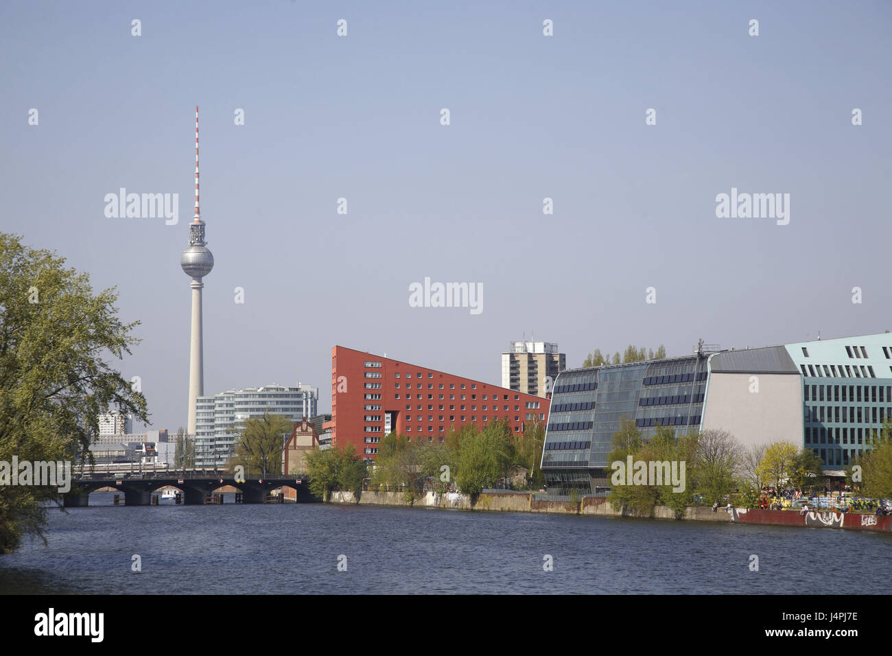 Allemagne, Berlin, Vue sur Ville, tour de télévision, la Spree, Banque D'Images