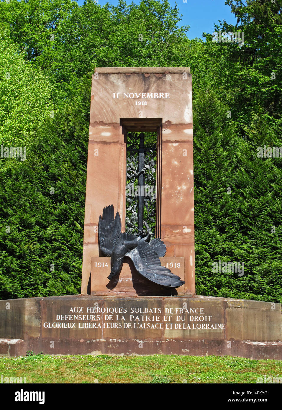 1914-191 , le Monument aux soldats héroïques de la France, les défenseurs de la patrie et de la Justice, le glorieux libérateurs de l'Alsace-Lorraine, France Banque D'Images