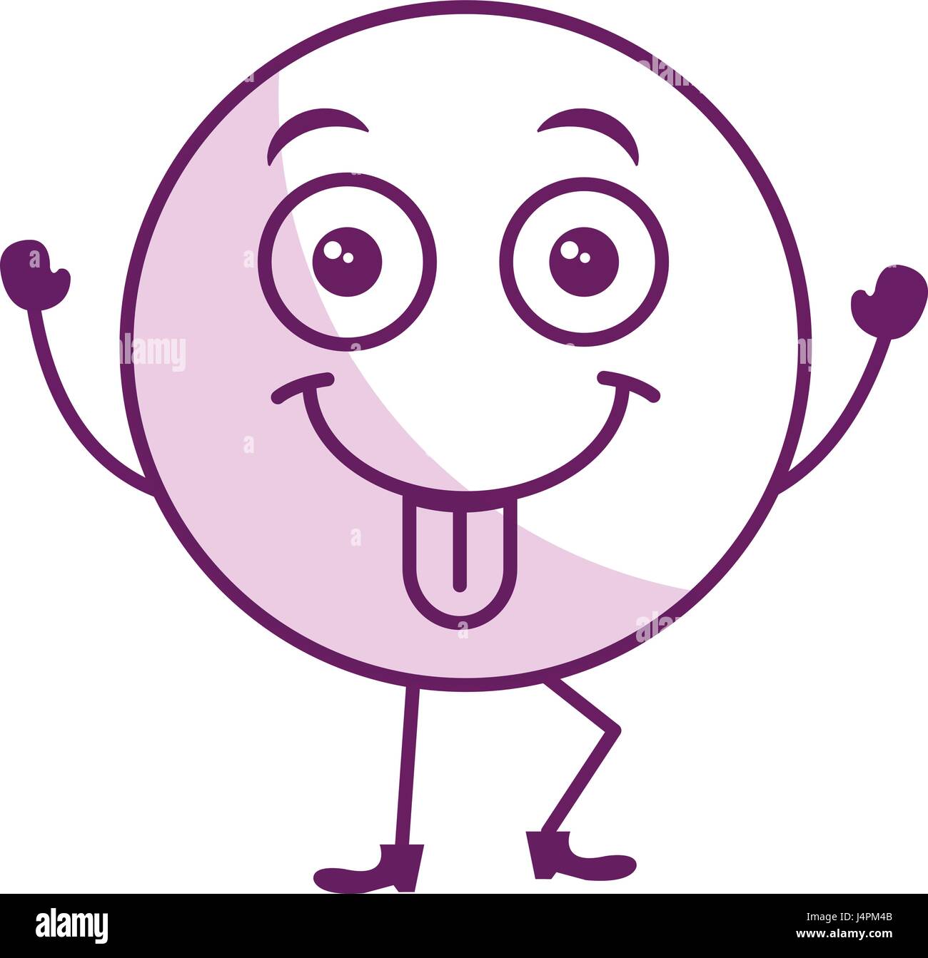 Face à la langue, émoticône personnage kawaii Illustration de Vecteur