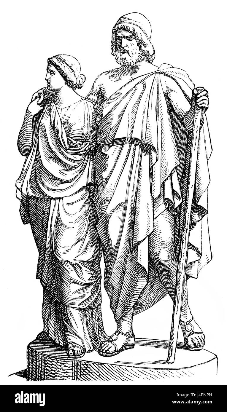 L'Œdipe aveugle à Colonus ou Coloneus avec togeher Œdipe, Antigone, tragédie de Sophocle en grec ancien Banque D'Images