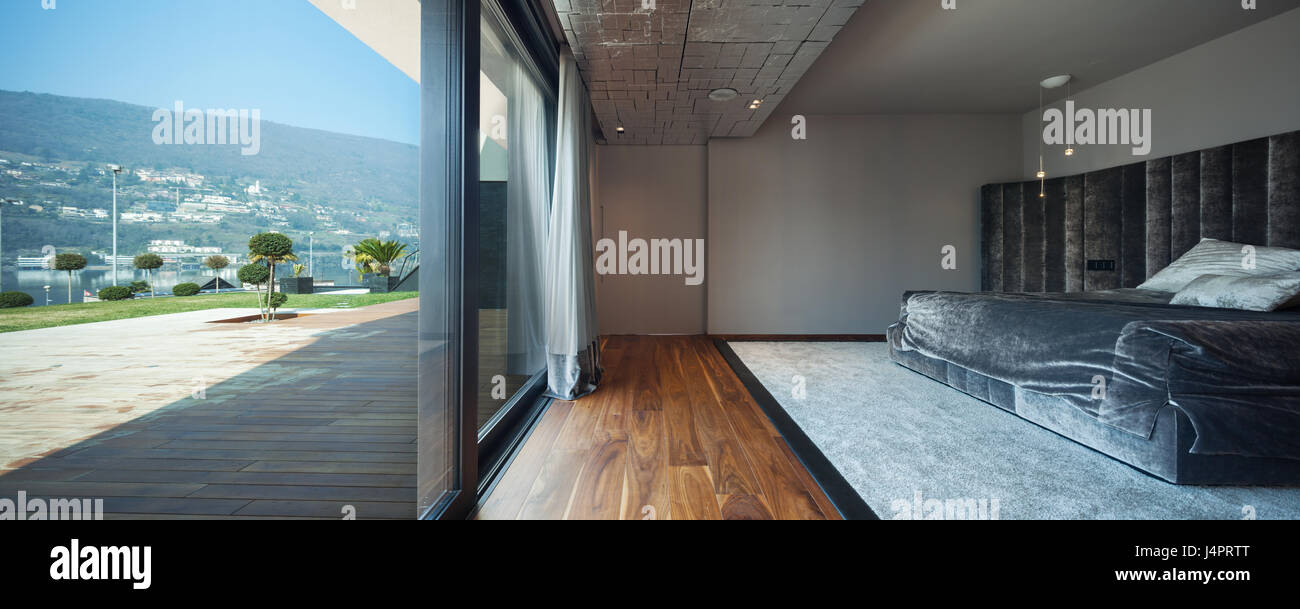 Chambre avec vue sur le lac, villa de luxe Banque D'Images