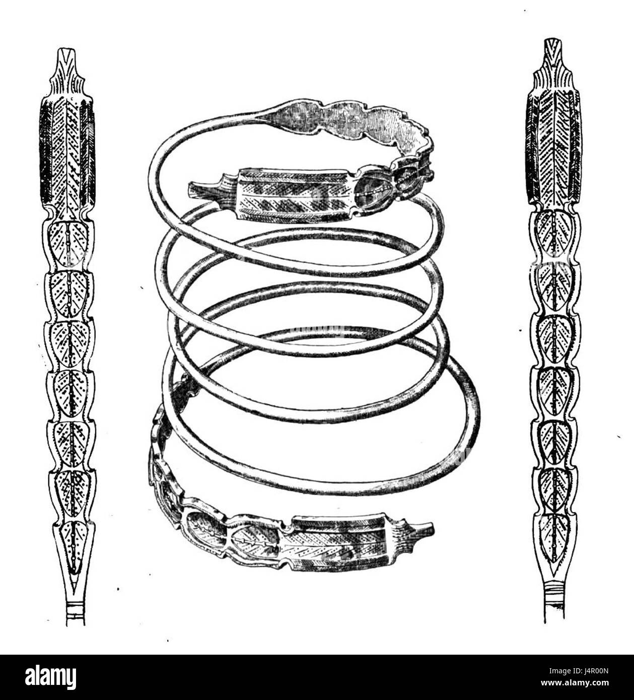 Bracelet argent tête de serpent de Transylvanie (ancienne Dacia) Banque D'Images
