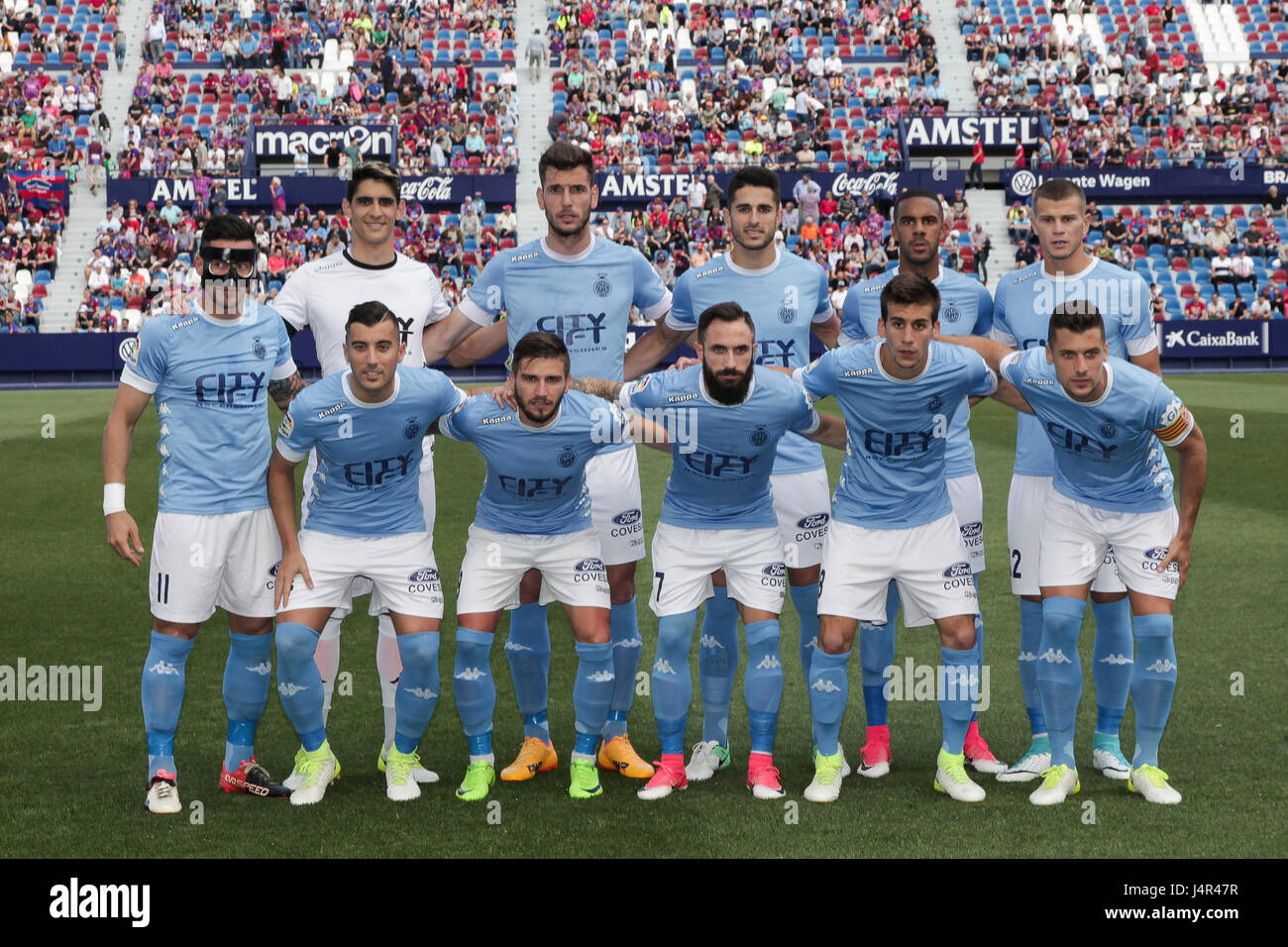 Girona FC équipe avant l'espagnol La Liga 123 match de foot entre Levante UD vs FC Girona Ciutat de Valencia au Stadium le 13 mai 2017. Banque D'Images