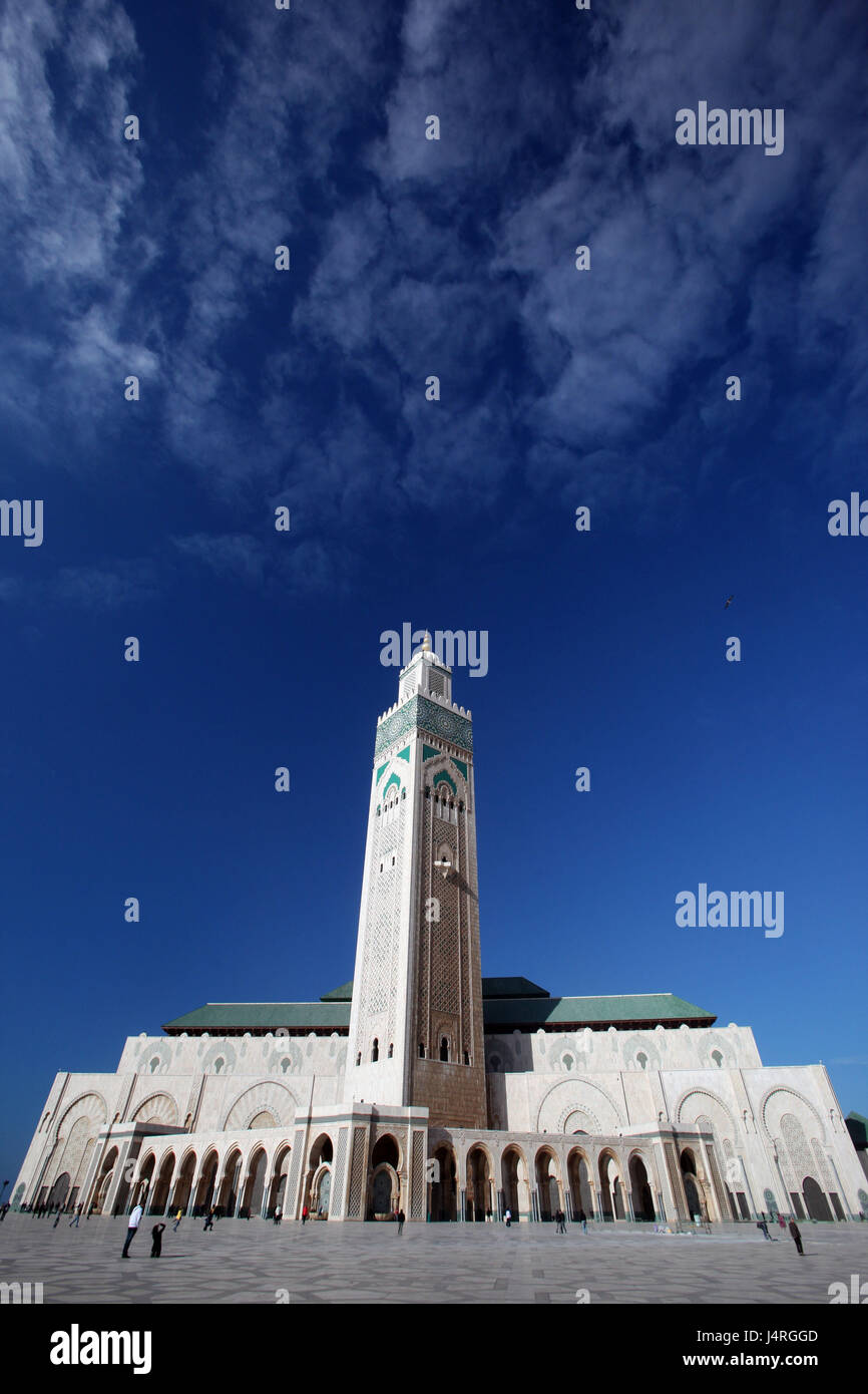 Maroc, Casablanca, ville, mosquée, minaret, mosquée HASSAN 2, Banque D'Images