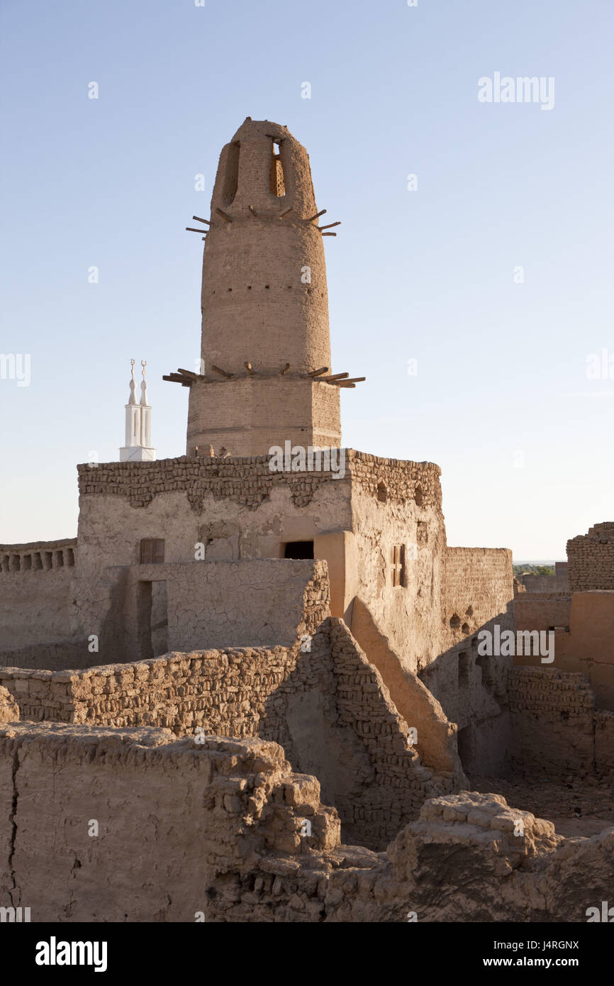 Vieille Ville Al Qasr, Dakhla oasis, désert de Libye, Égypte, Banque D'Images