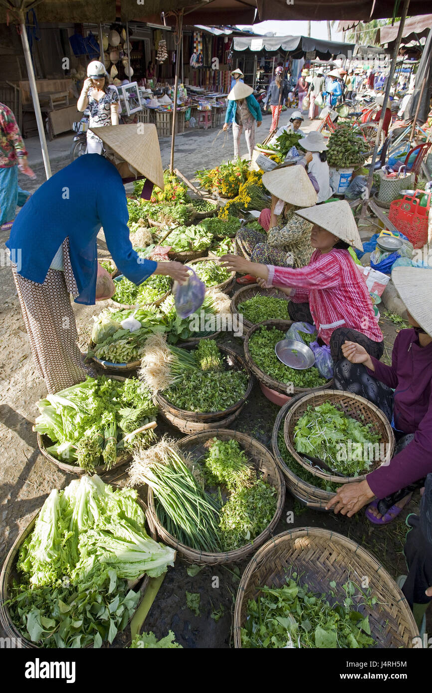 Vietnam, Hoi An, en Makrtfrauen, street, vente de légumes, Banque D'Images