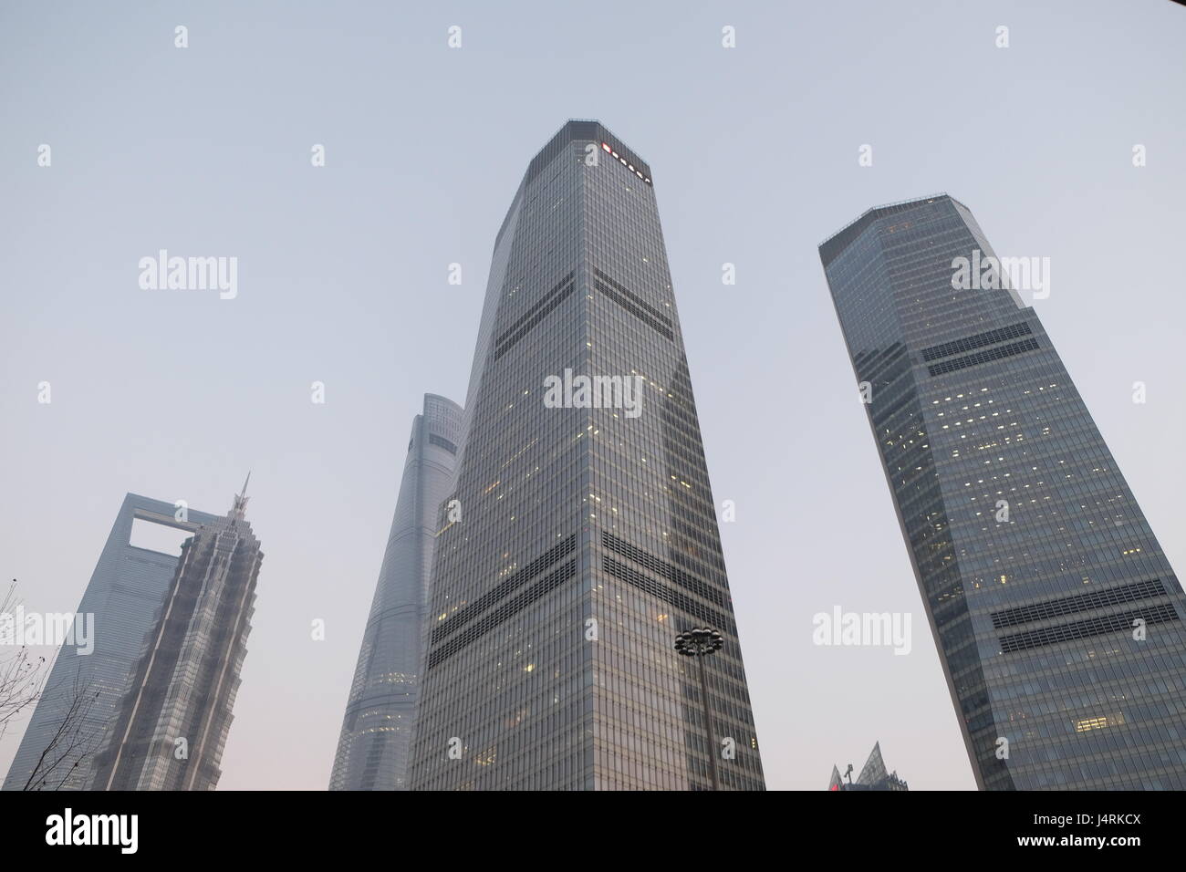 Dans les tours financières côté est de Pudong Shanghai, Chine, le 26 février 2016. Banque D'Images