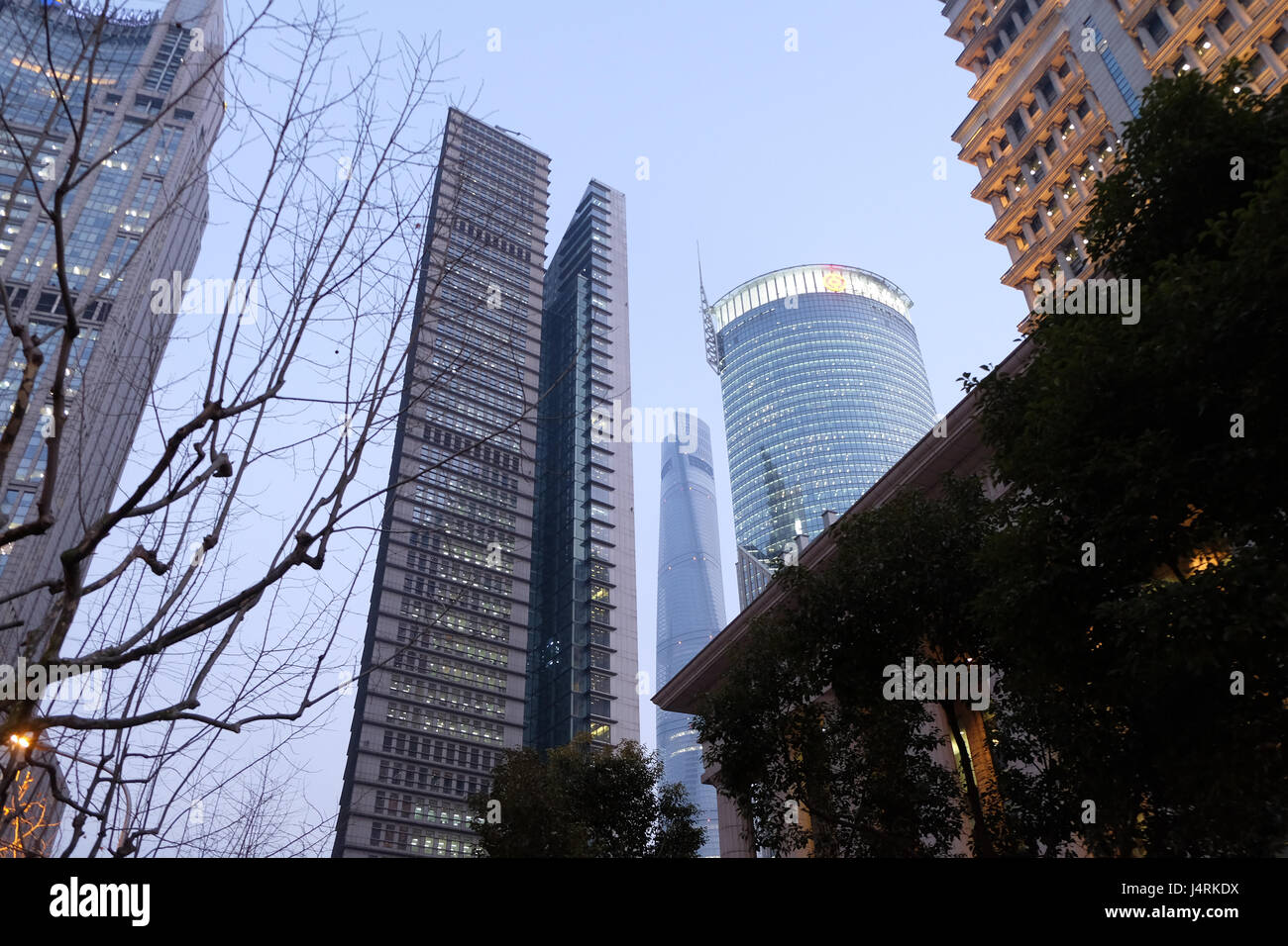 Dans les tours financières côté est de Pudong Shanghai, Chine, le 26 février 2016. Banque D'Images
