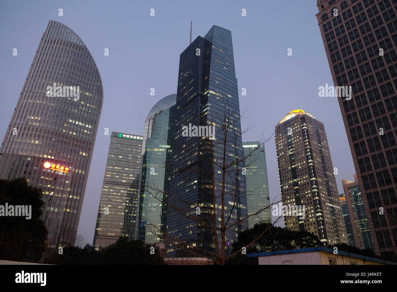 Centre mondial des finances de Shanghai skyscrapers Banque D'Images