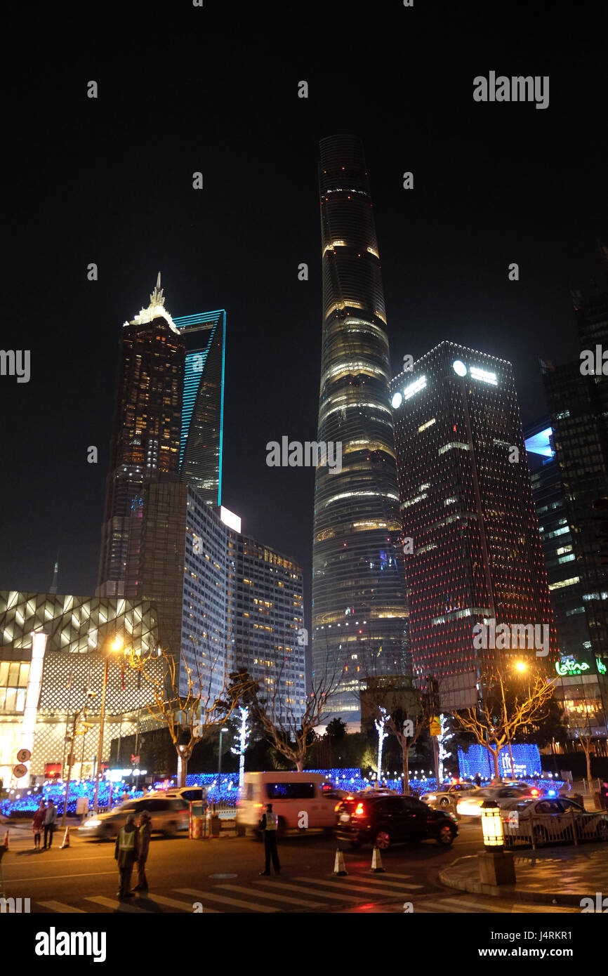Centre mondial des finances de Shanghai skyscrapers Banque D'Images