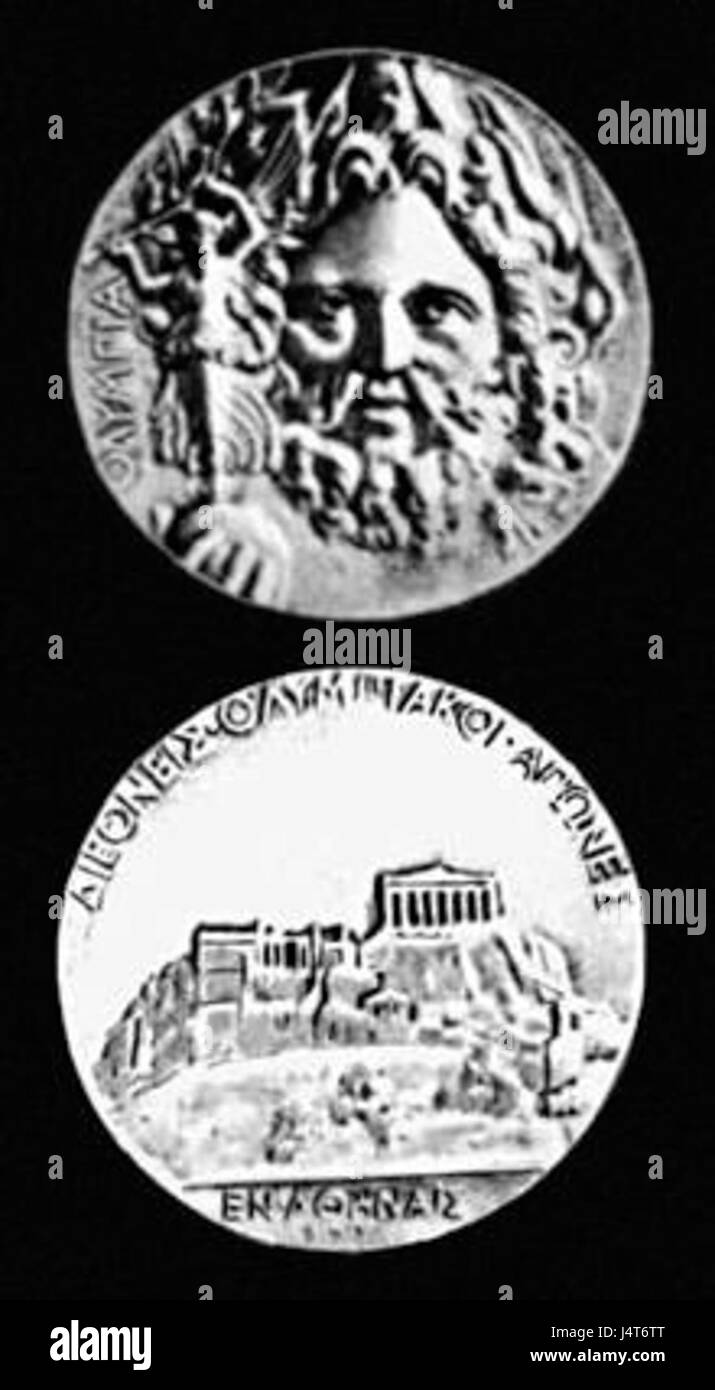 Le « W b 1896 olimp Med » fait référence à la médaille olympique décernée aux Jeux olympiques d'été de 1896. Cet événement, qui s'est tenu à Athènes, en Grèce, a marqué les premiers Jeux olympiques modernes et a mis en vedette des athlètes participant à divers sports. Banque D'Images