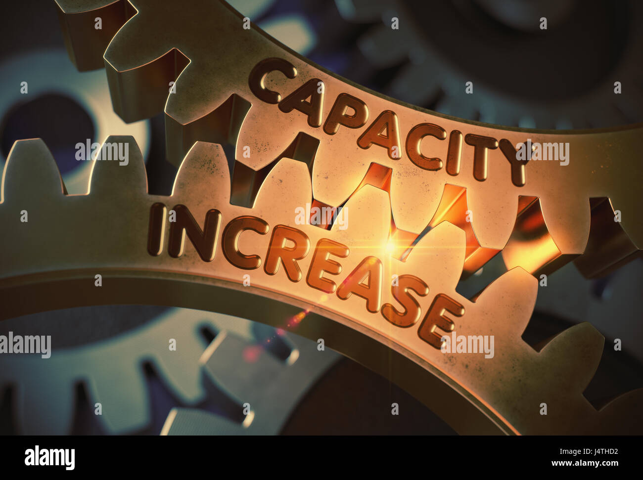 Augmentation de capacité sur les pignons d'or. 3D Illustration. Banque D'Images
