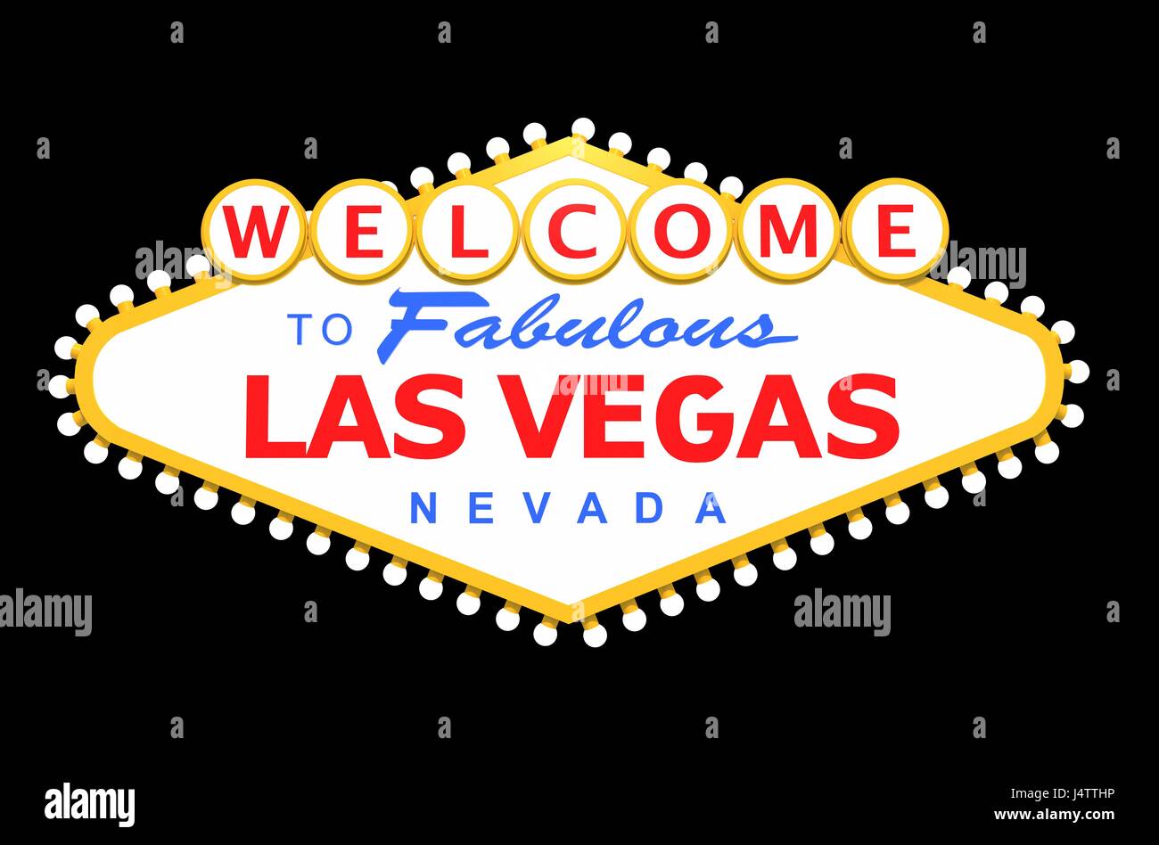 Las Vegas Sign isolé sur le noir uni. Rendu 3D Illustration. Banque D'Images