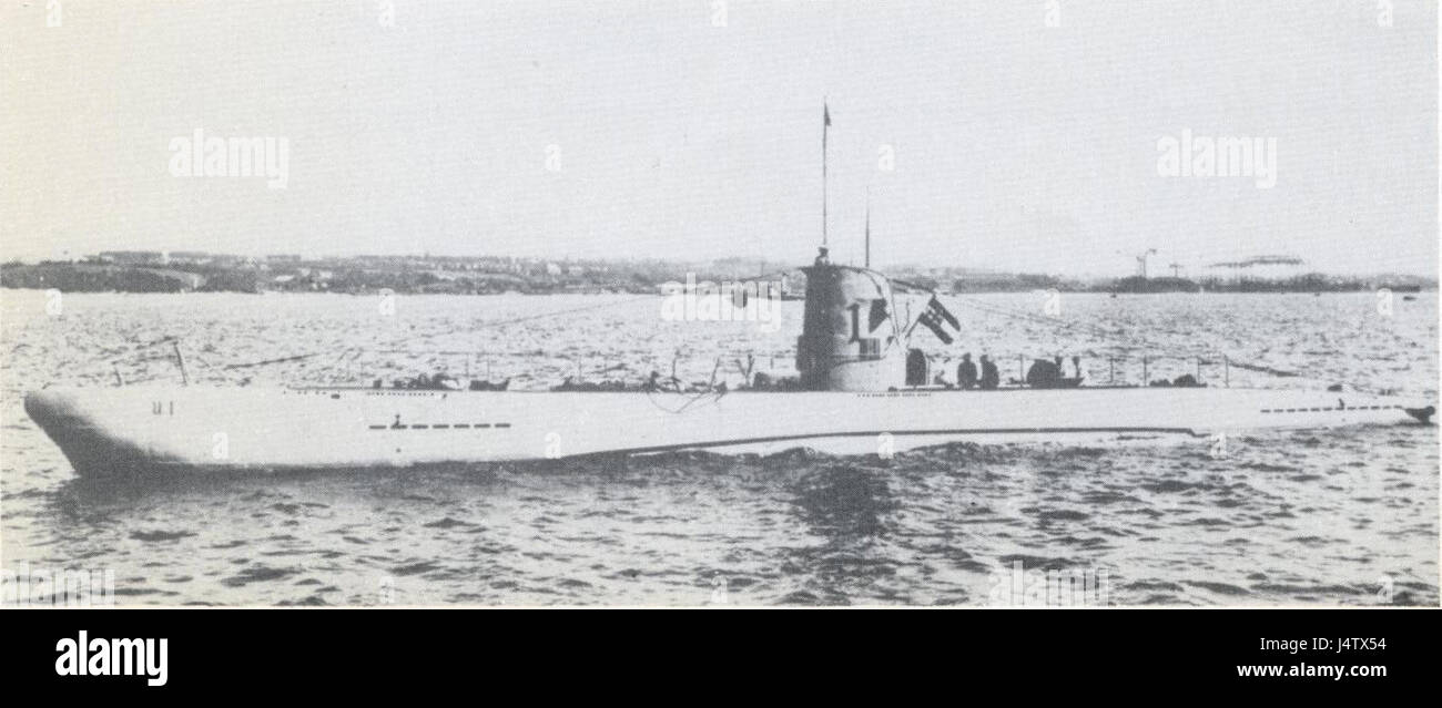Le U-1 Kriegsmarine fut le premier U-boot de la marine allemande, lancé au début du XXe siècle. Il a joué un rôle important dans la guerre navale pendant la première Guerre mondiale Banque D'Images