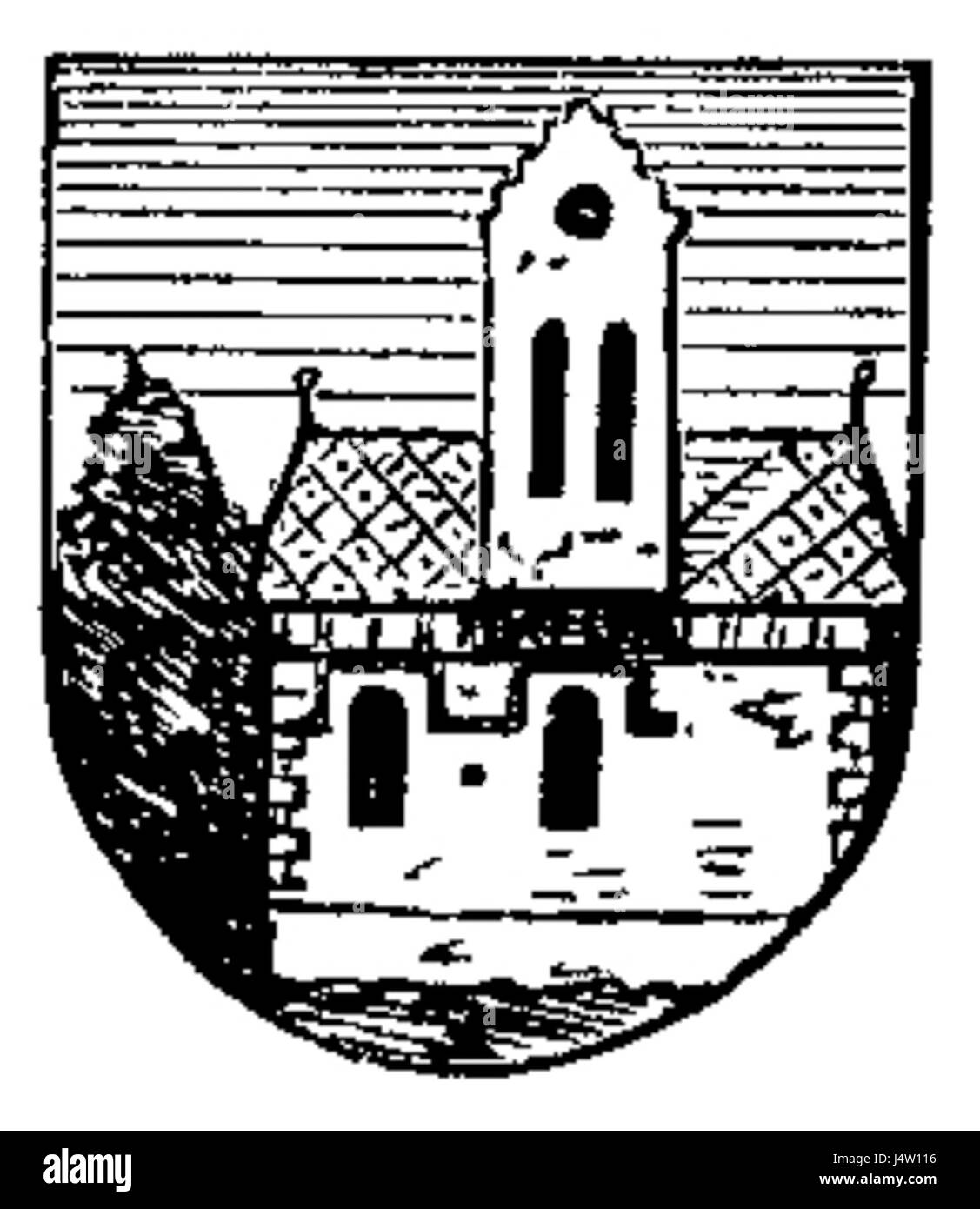 Une illustration des armoiries de Carlsmarkt, une ville historique de marché, présentant l'emblème de la ville avec des éléments héraldiques détaillés. Banque D'Images