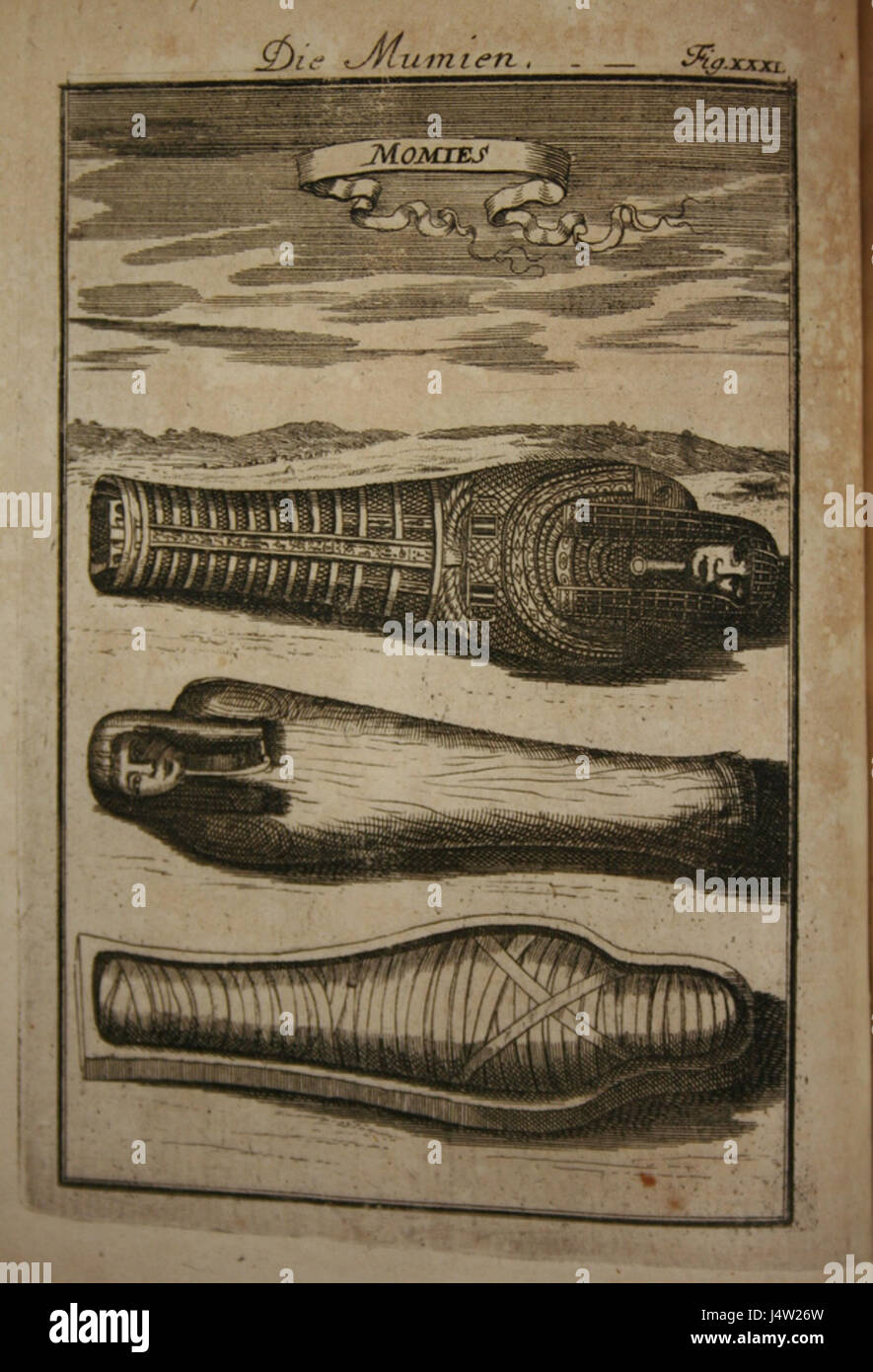 La représentation de 1685 des momies donne un aperçu de la fascination européenne pour l'Égypte ancienne au XVIIe siècle. Cette représentation visuelle met en évidence l'intérêt culturel et scientifique pour l'égyptologie, qui était en train de devenir populaire dans le monde occidental à l'époque. Banque D'Images