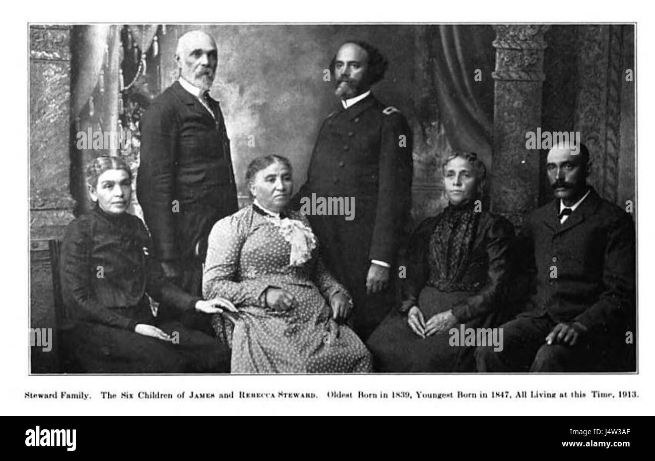 Theophilus Gould Steward était un soldat et philanthrope américain, et ses frères et sœurs sont représentés dans un portrait historique. Le tableau offre un aperçu de la vie d’une famille influente au XIXe siècle, mettant en valeur les liens familiaux et le statut social de l’époque. Banque D'Images