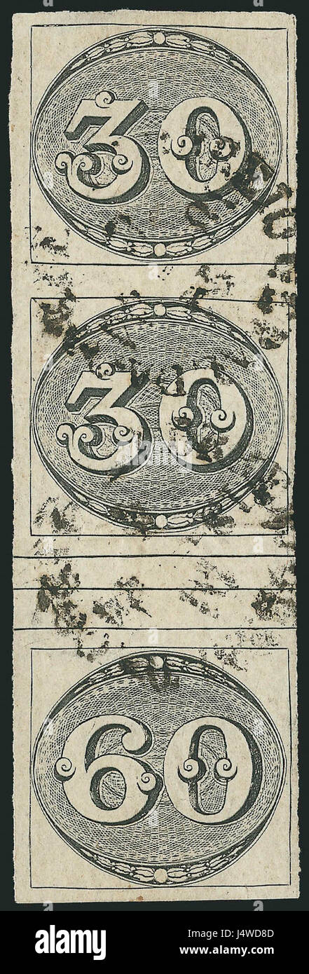Les timbres Xiphopagus Triplet Pack Strip du Brésil, émis en 1844, sont un morceau rare et précieux de l'histoire postale. Ces timbres, au design complexe, ont été utilisés pour représenter le service postal au Brésil au début du XIXe siècle. Ils sont remarquables pour leur mise en page et leur méthode d'impression uniques, ce qui en fait un élément clé pour les philatélistes et les collectionneurs de l'histoire postale brésilienne. Banque D'Images Les timbres Xiphopagus Triplet Pack Strip du Brésil, émis en 1844, sont un morceau rare et précieux de l'histoire postale. Ces timbres, au design complexe, ont été utilisés pour représenter le service postal au Brésil au début du XIXe siècle. Ils sont remarquables pour leur mise en page et leur méthode d'impression uniques, ce qui en fait un élément clé pour les philatélistes et les collectionneurs de l'histoire postale brésilienne. Banque D'Images