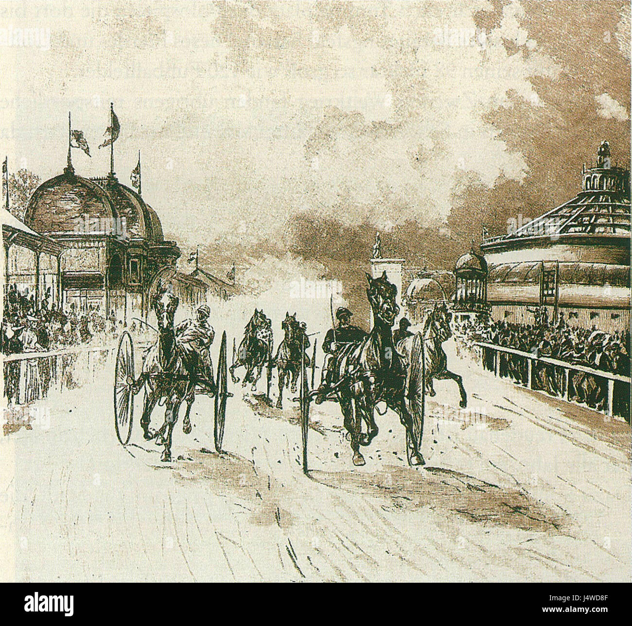 Trabrennplatz Kriau, situé à Vienne, était un circuit de course important à la fin du XIXe siècle. Le site est devenu important pour son association avec les courses hippiques et la culture sportive autrichienne à la fin des années 1800 Banque D'Images Trabrennplatz Kriau, situé à Vienne, était un circuit de course important à la fin du XIXe siècle. Le site est devenu important pour son association avec les courses hippiques et la culture sportive autrichienne à la fin des années 1800 Banque D'Images