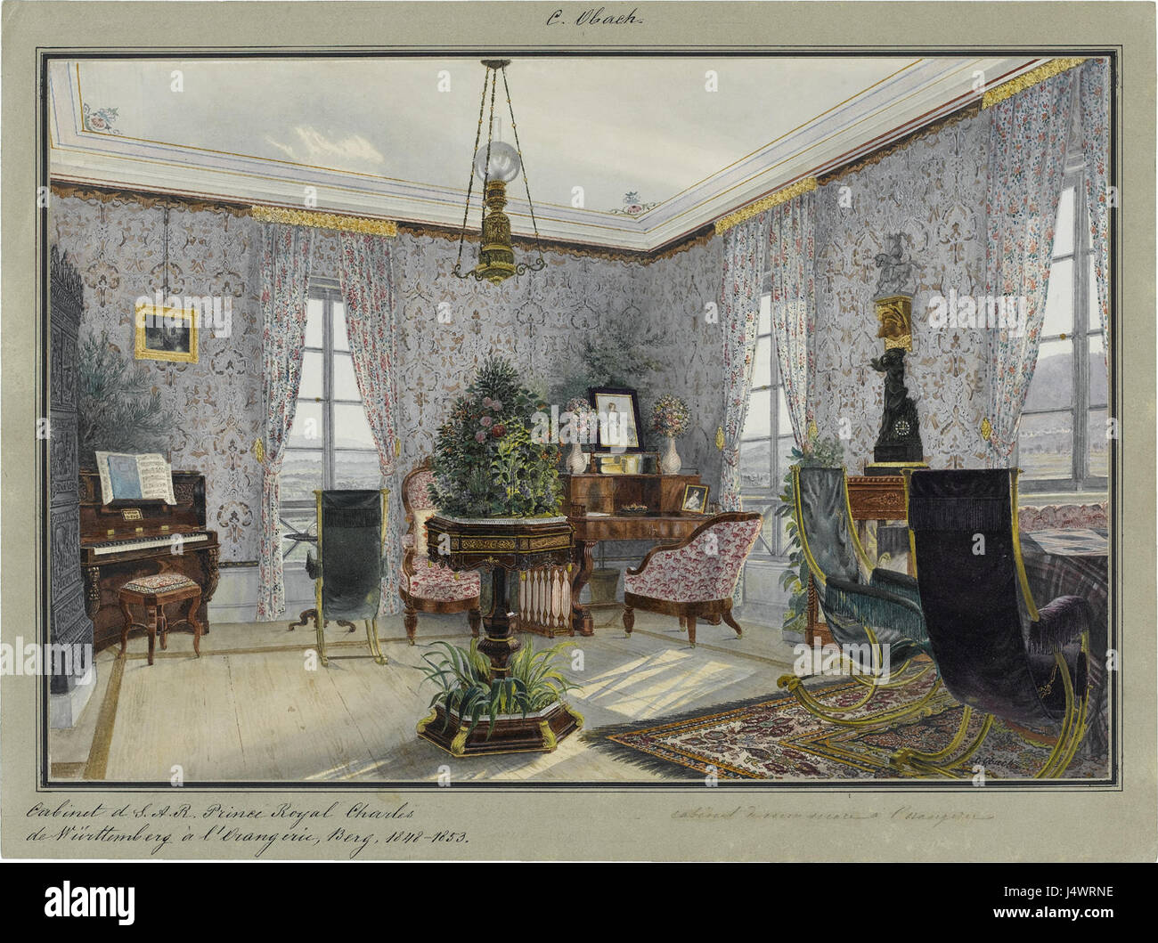 Villa Berg, Orangerie, Kabinett des Kronprinzen, um 1850 Banque D'Images