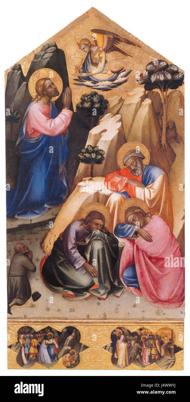 The Agony in the Garden est une peinture des années 1400 représentant la lutte émotionnelle de Christâ€™ avant sa crucifixion. Il est logé dans la Galleria dell'Accademia à Florence et illustre le début de la Renaissance Banque D'Images