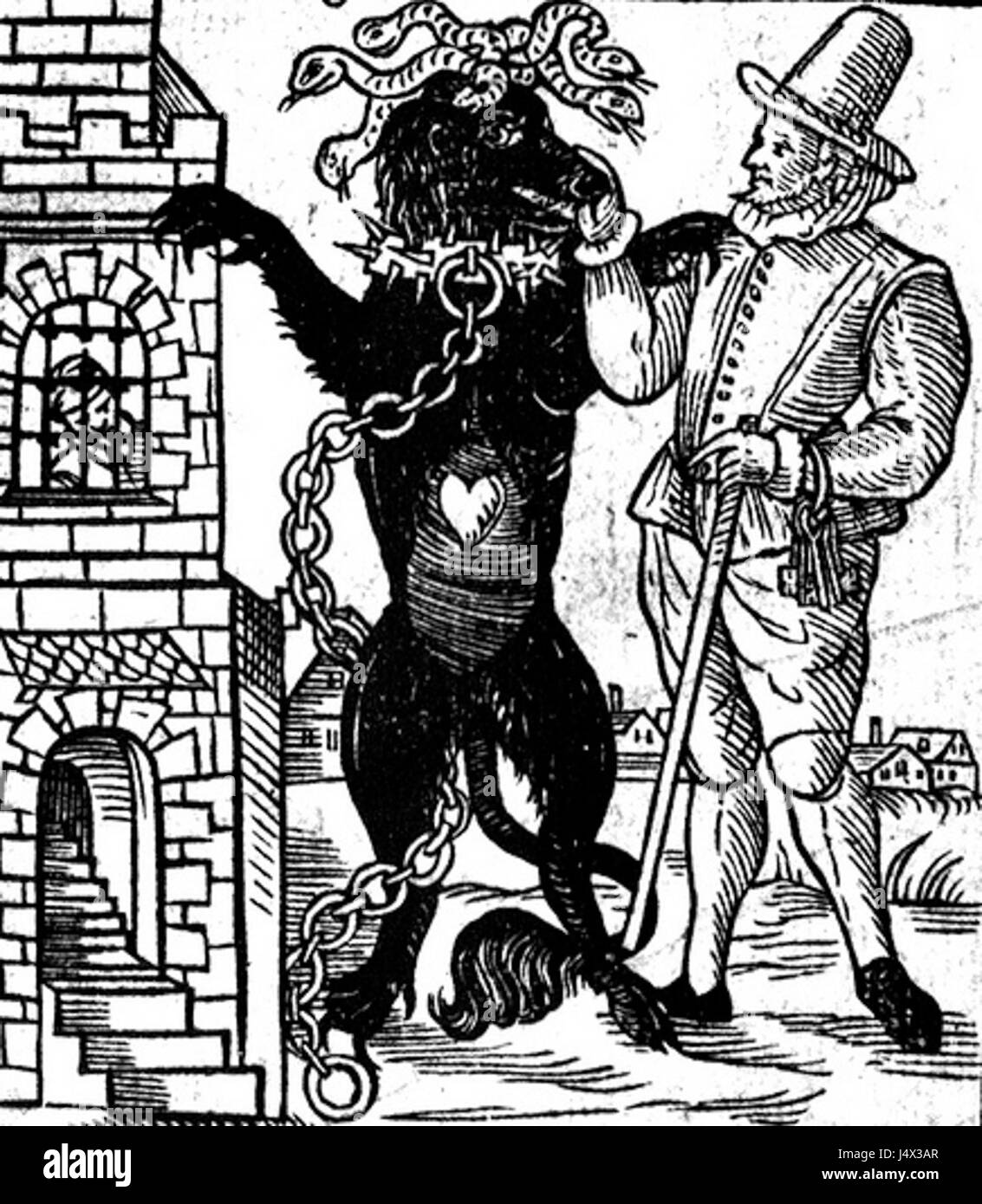 Le chien noir de Newgate est une célèbre histoire de fantômes originaire de Londres. On dit qu'il hante la zone de la prison de Newgate, un site historique notoire. La légende tourne autour d’un chien noir apparu avant les exécutions, signalant un malheur. Banque D'Images