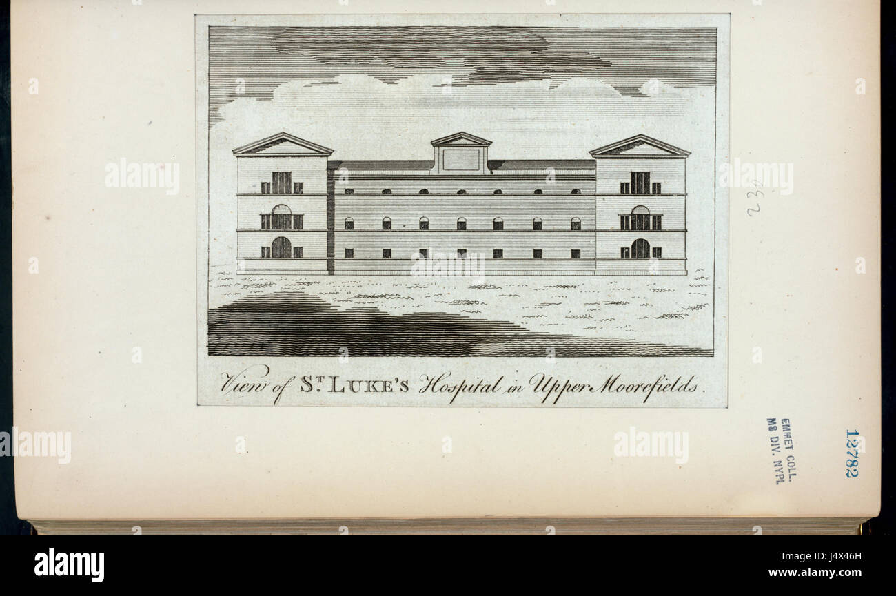 Vue de Saint Luke's Hospital dans la Moorefields (c.-à-d. Moorfields) (NYPL Hadès 255345431256) Banque D'Images