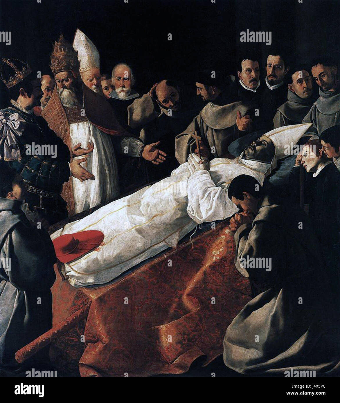 Francisco de Zurbarán (1598-1664) est un peintre baroque espagnol renommé pour ses œuvres religieuses. Ses peintures se caractérisent par leur forte utilisation de la lumière et de l'ombre, ainsi que par leurs représentations réalistes et souvent intenses de sujets religieux, tels que les saints et les figures bibliques. Banque D'Images