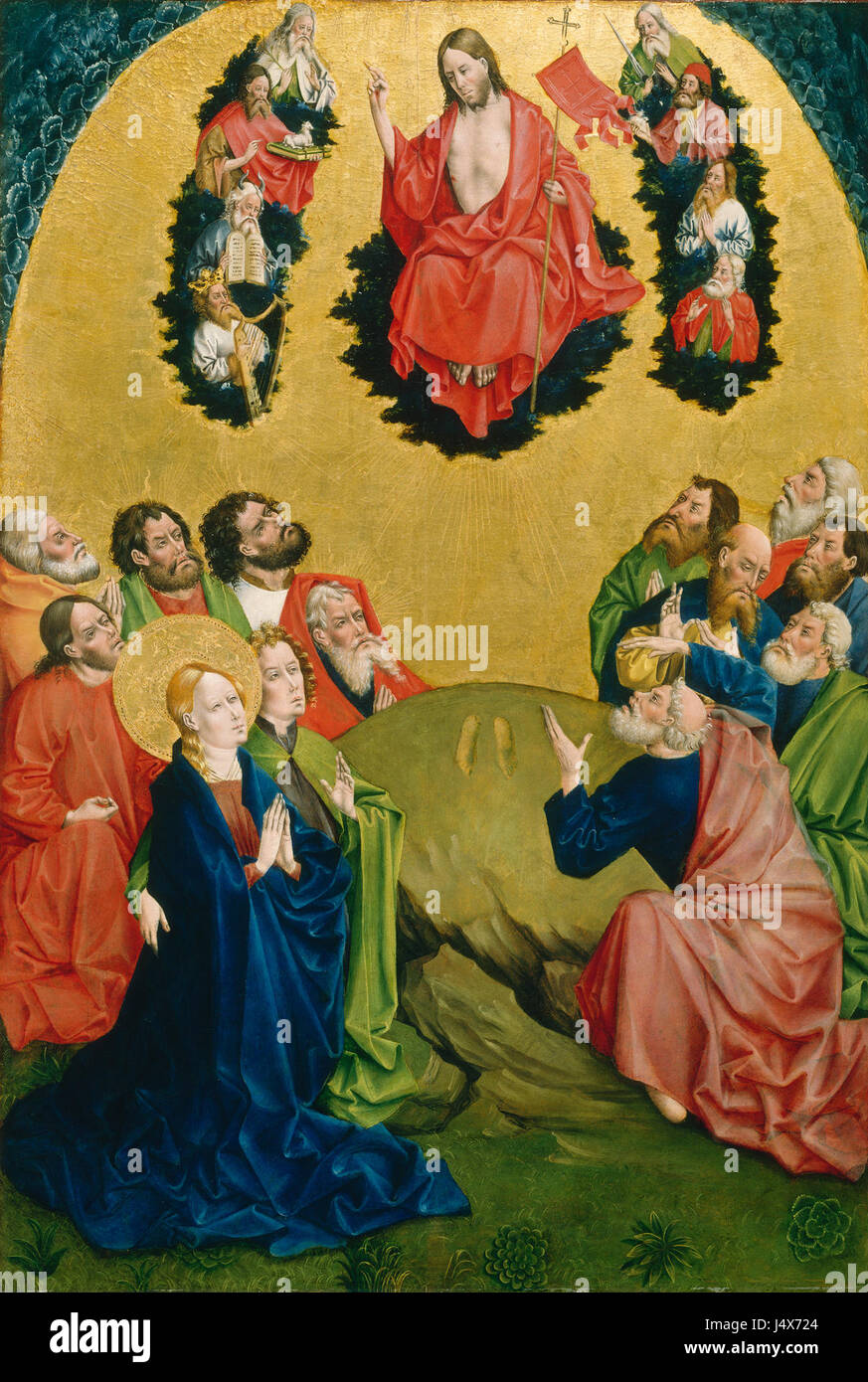 L'Ascension est une œuvre d'art ou une représentation religieuse, représentant probablement l'événement biblique de l'ascension du Christ au ciel après sa résurrection. C'est un thème important dans l'art chrétien et les enseignements religieux. Banque D'Images