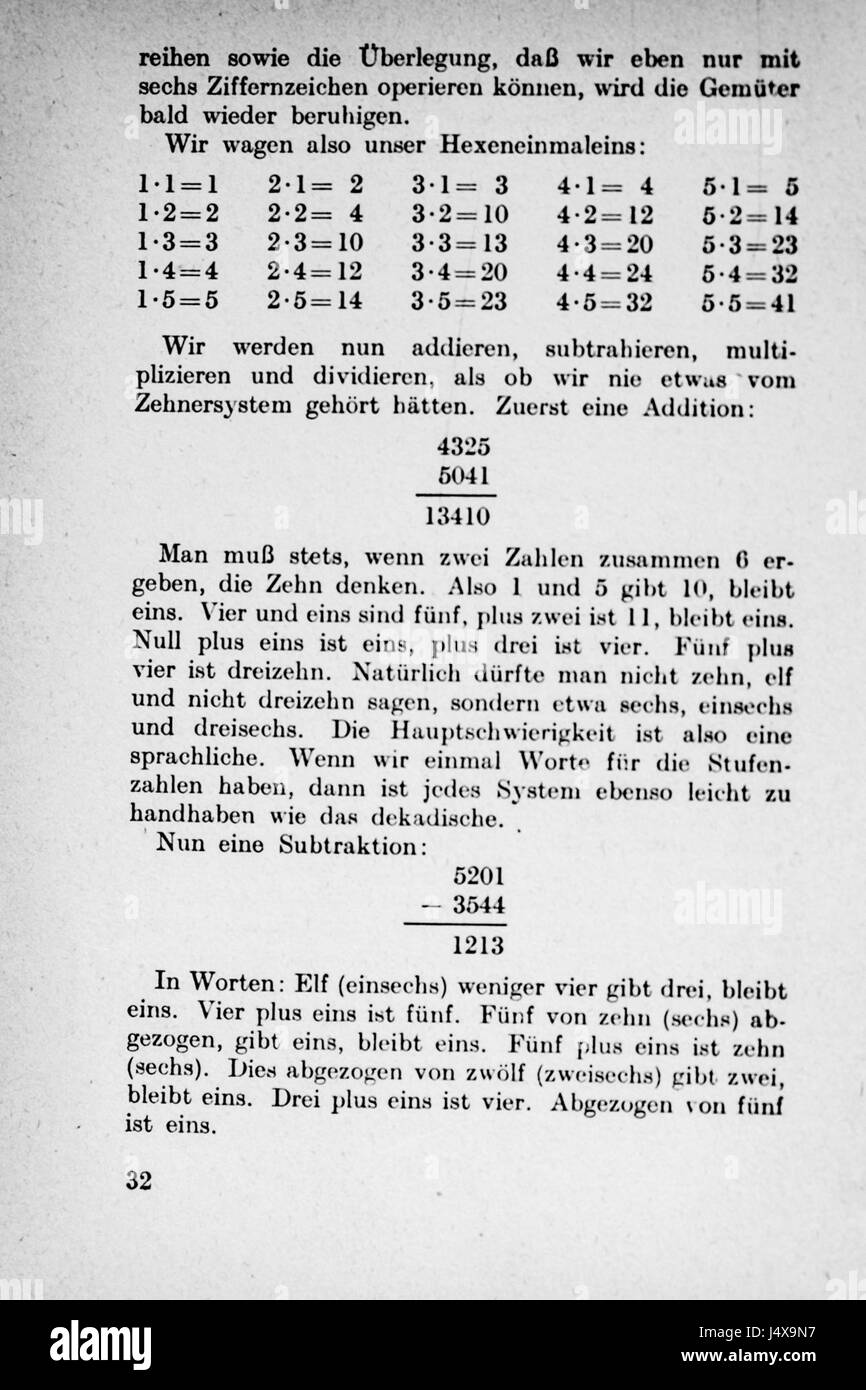Vom Einmaleins zum Integral Seite 032 est un texte allemand qui explore les mathématiques, en particulier la progression de l'arithmétique de base au calcul intégral, présentant les concepts clés et les approches éducatives. Banque D'Images
