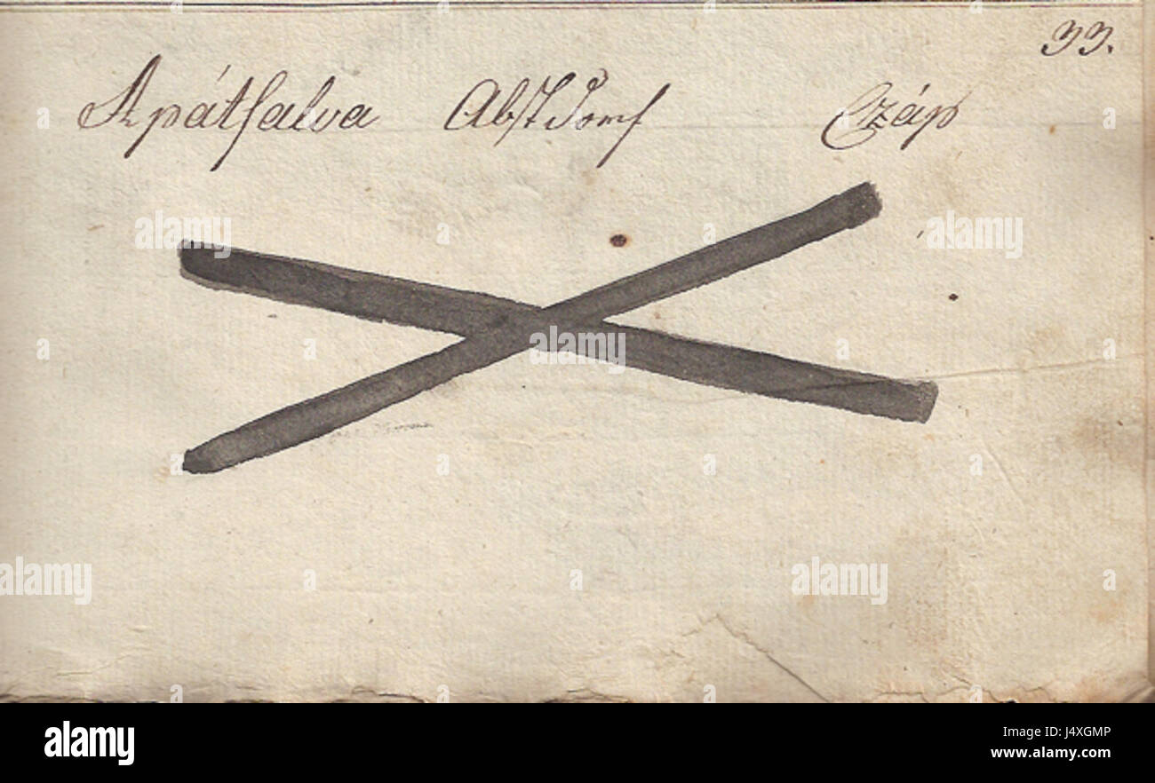 Viehbrandzeichen 01 33 Abtsdorf fait référence à une marque de bétail, un symbole historique utilisé pour identifier la propriété du bétail à Abtsdorf. Ce symbole a été utilisé pour suivre et protéger le bétail dans la région, particulièrement dans le passé. Banque D'Images