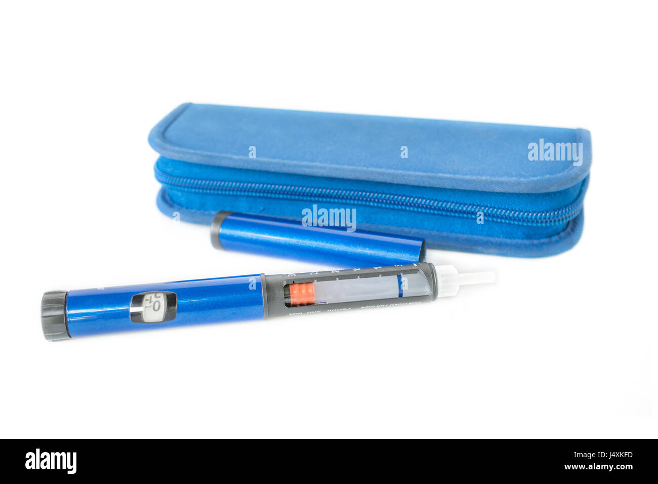 Kit de test sanguin diabétique en cas bleu Banque D'Images