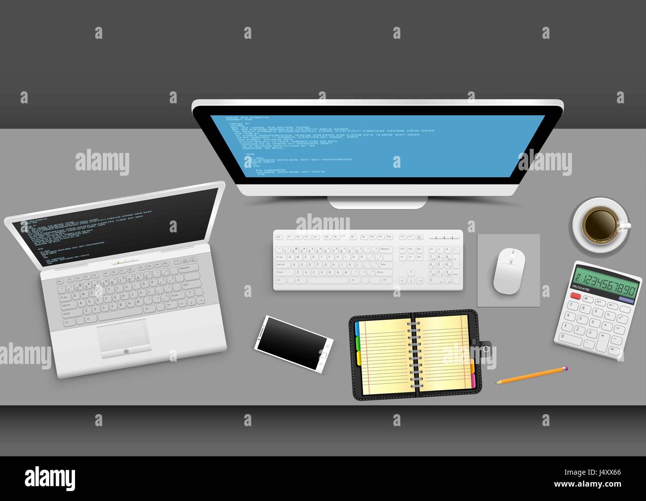 Dans le bureau de travail Illustration de Vecteur
