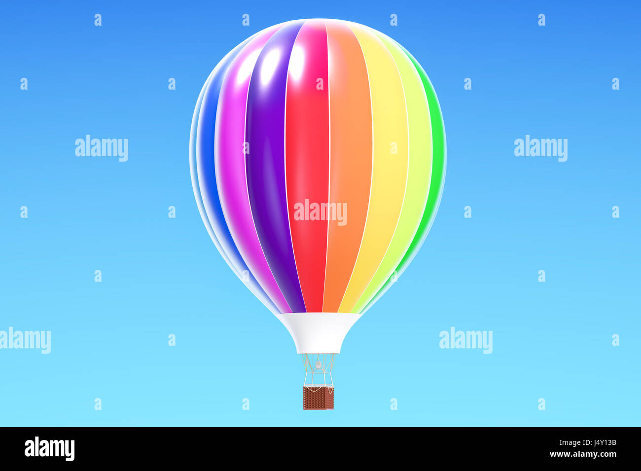 Ballon à air chaud, aérostat dans le ciel bleu. Le rendu 3D Banque D'Images